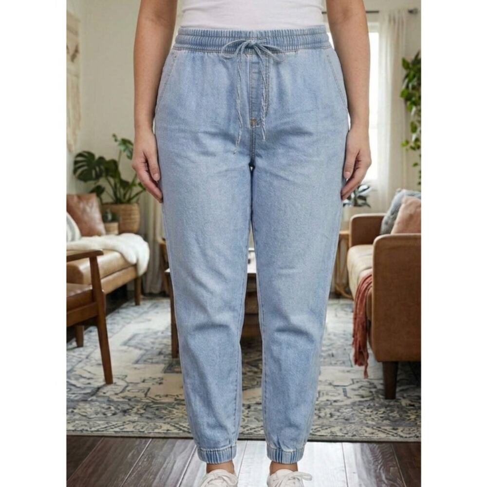 GUESS Denim Joggers Women’s L Light Wash Cotton Relaxed Y2K Casual Pre-owned